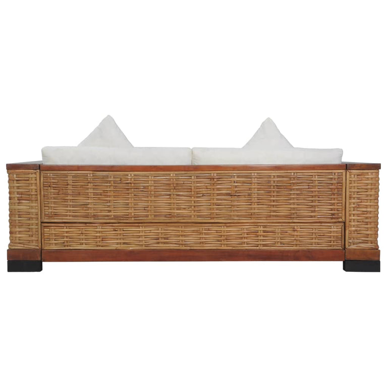 2-delig Bankstel met kussens natuurlijk rattan bruin MeubelReus