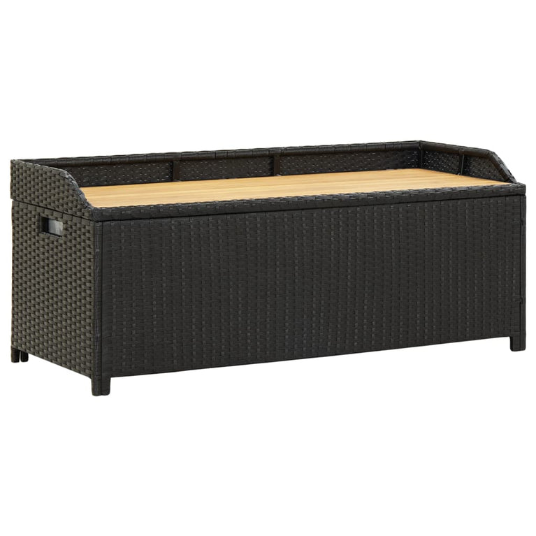 Tuinopbergbank 120 cm poly rattan zwart MeubelReus