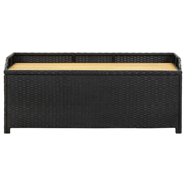 Tuinopbergbank 120 cm poly rattan zwart MeubelReus