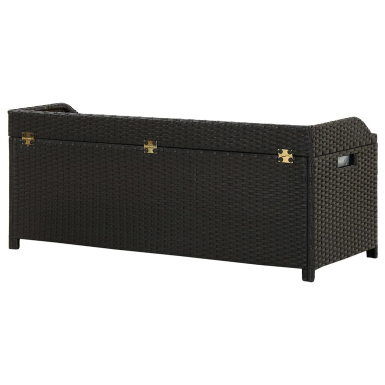 Tuinopbergbank 120 cm poly rattan zwart MeubelReus