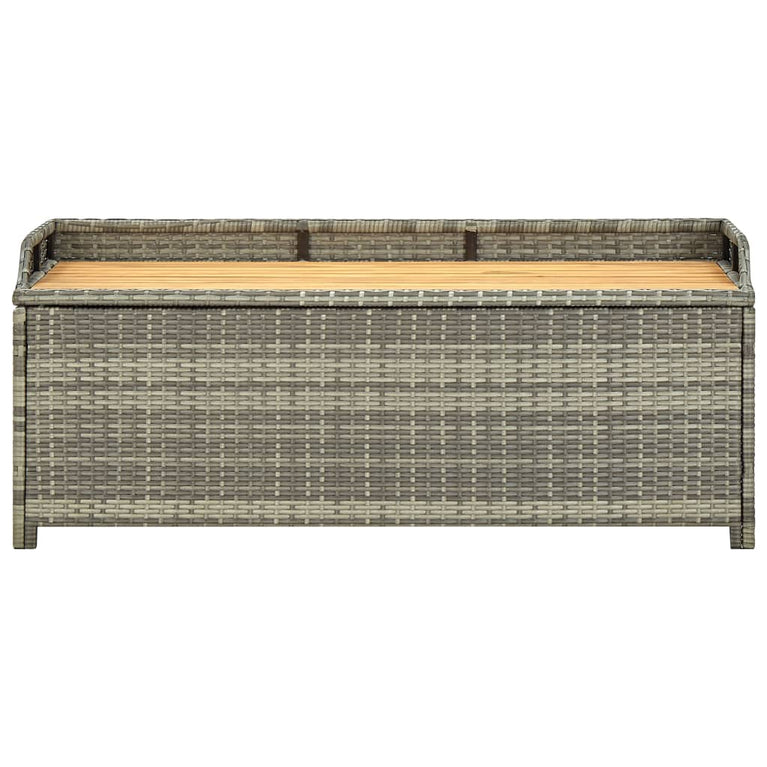 Tuinopbergbank 120 cm poly rattan grijs MeubelReus
