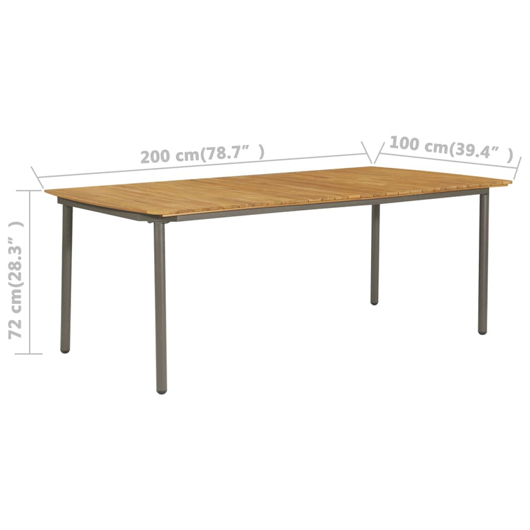 Tuintafel 200x100x72 cm massief acaciahout en staal MeubelReus