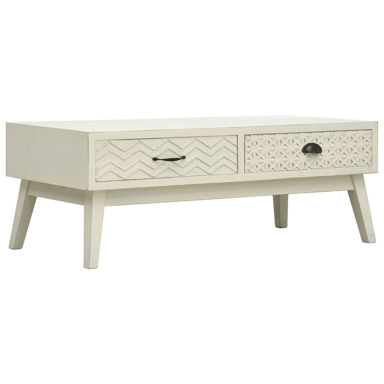 Salontafel met 2 lades 110x50x40 cm bewerkt hout grijs MeubelReus