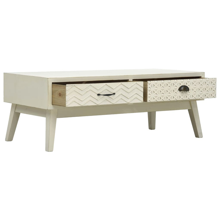 Salontafel met 2 lades 110x50x40 cm bewerkt hout grijs MeubelReus