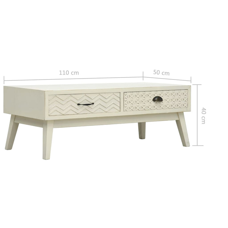 Salontafel met 2 lades 110x50x40 cm bewerkt hout grijs MeubelReus