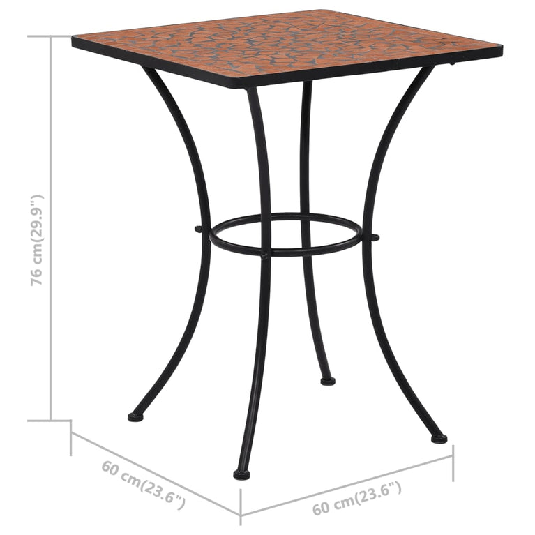 Bistrotafel mozaïek 60 cm keramiek terracottakleurig MeubelReus