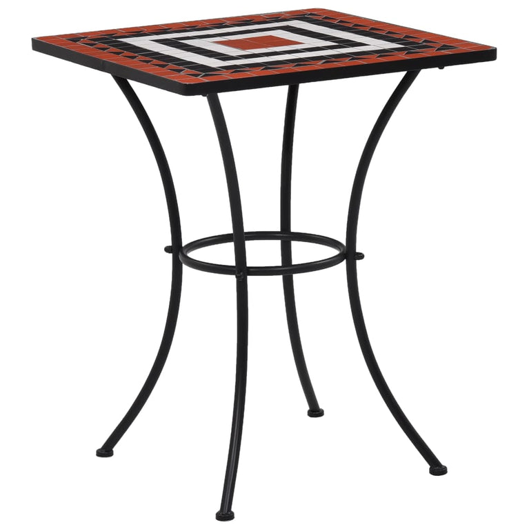 Bistrotafel mozaïek 60 cm keramiek terracottakleurig en wit MeubelReus
