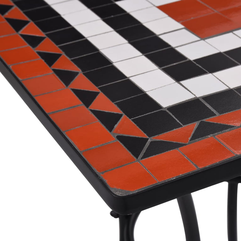 Bistrotafel mozaïek 60 cm keramiek terracottakleurig en wit MeubelReus