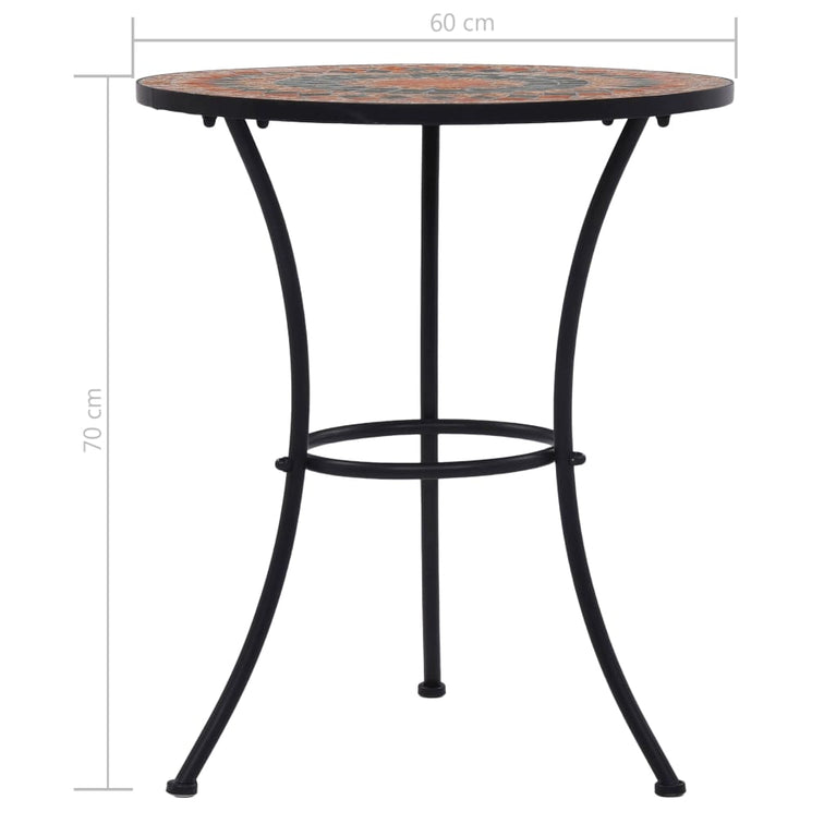 Bistrotafel mozaïek 60 cm keramiek oranje en grijs