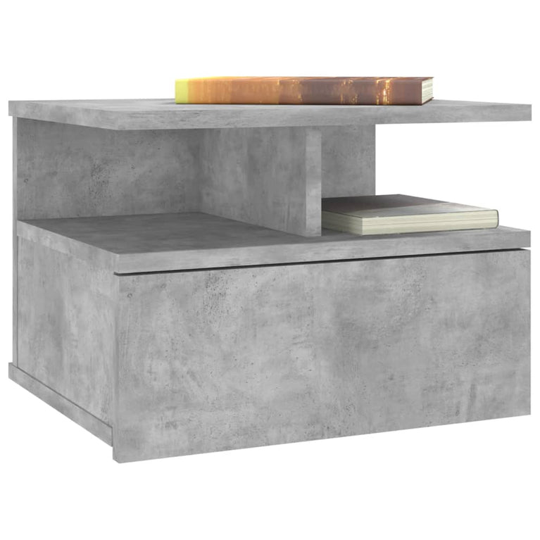 Nachtkastje zwevend 40x31x27 cm bewerkt hout betongrijs MeubelReus