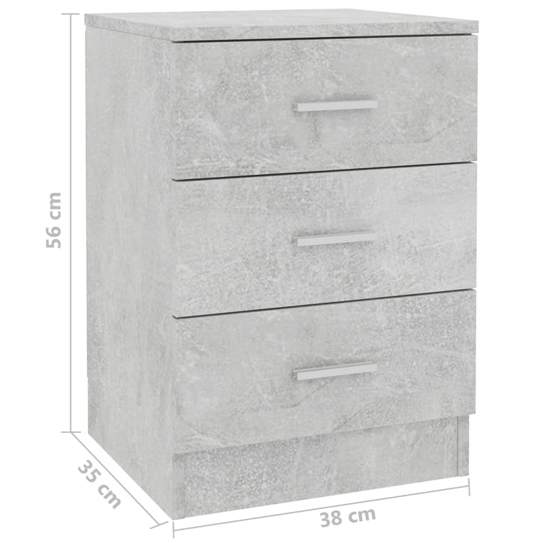 Nachtkastje 38x35x56 cm bewerkt hout betongrijs MeubelReus