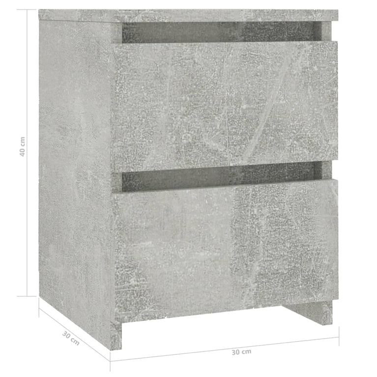 Nachtkastje 30x30x40 cm bewerkt hout betongrijs