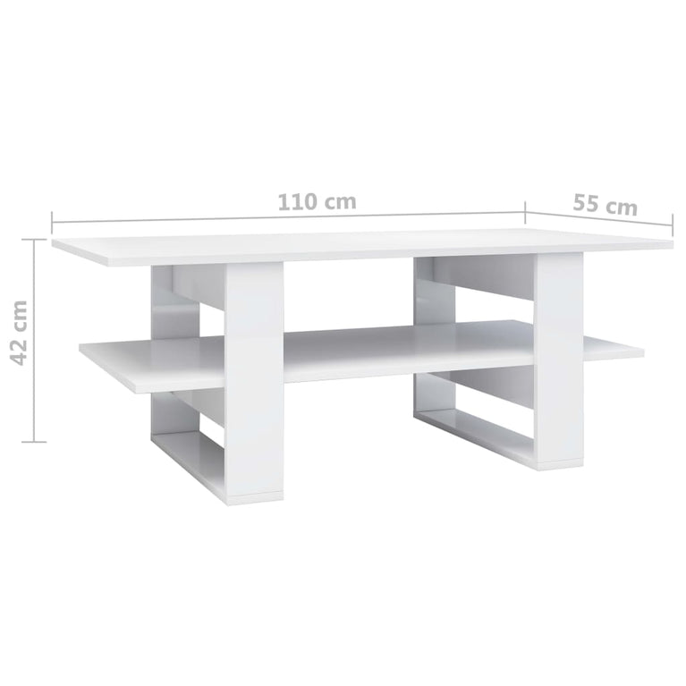 Salontafel 110x55x42 cm bewerkt hout hoogglans wit MeubelReus