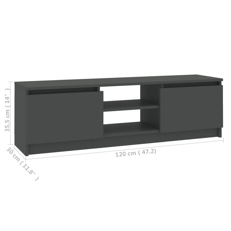 Tv-meubel 120x30x35,5 cm bewerkt hout grijs