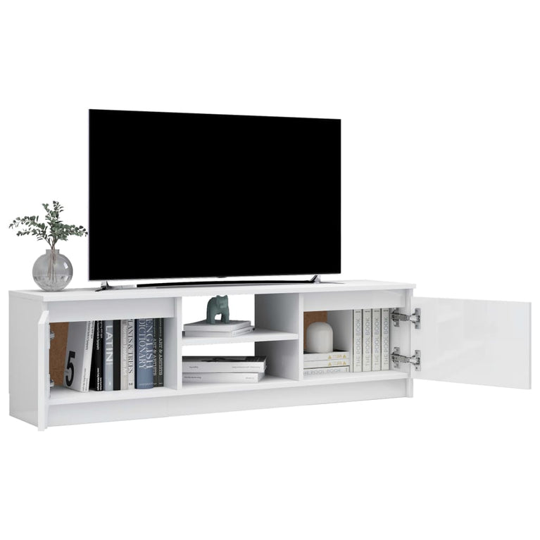 Tv-meubel 120x30x35,5 cm bewerkt hout hoogglans wit MeubelReus