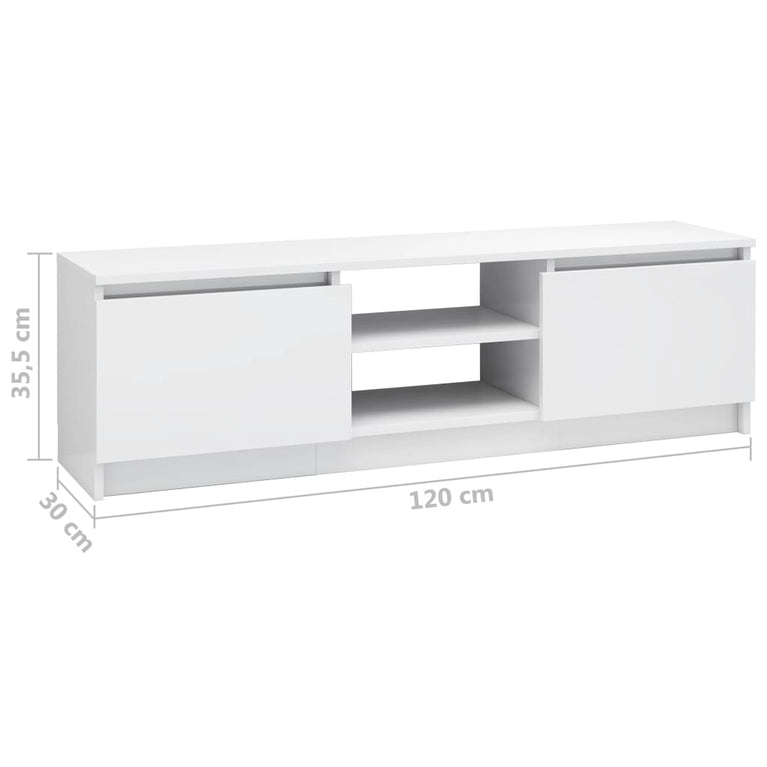 Tv-meubel 120x30x35,5 cm bewerkt hout hoogglans wit MeubelReus