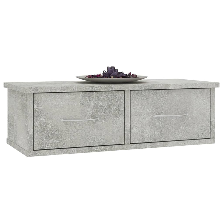 Wandschap met lades 60x26x18,5 cm bewerkt hout betongrijs MeubelReus