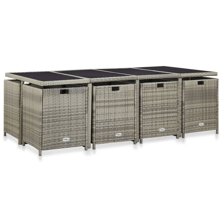 13-delige Tuinset met kussens poly rattan grijs MeubelReus