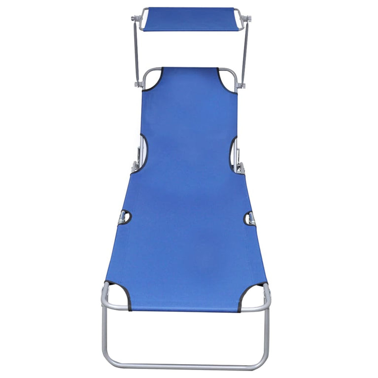 Ligbed inklapbaar met luifel aluminium blauw MeubelReus