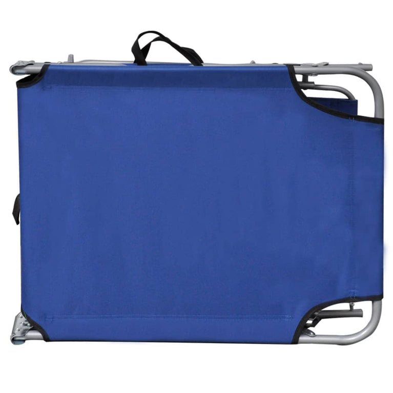 Ligbed inklapbaar met luifel aluminium blauw MeubelReus
