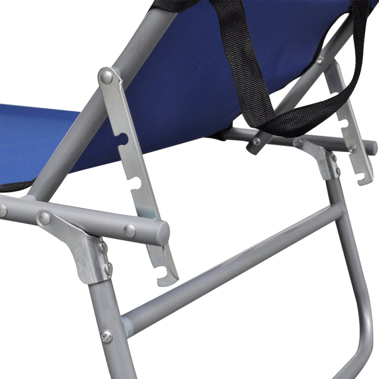 Ligbed inklapbaar met luifel aluminium blauw MeubelReus
