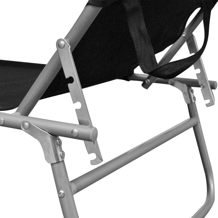 Ligbed inklapbaar met luifel aluminium zwart MeubelReus