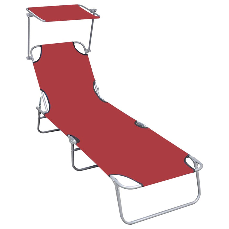 Ligbed inklapbaar met luifel aluminium rood MeubelReus