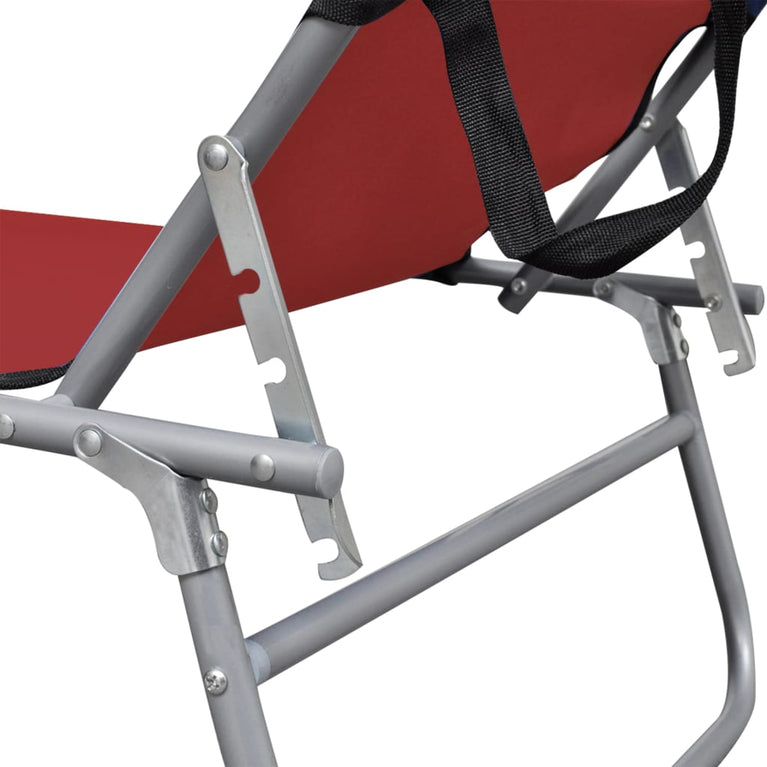 Ligbed inklapbaar met luifel aluminium rood MeubelReus