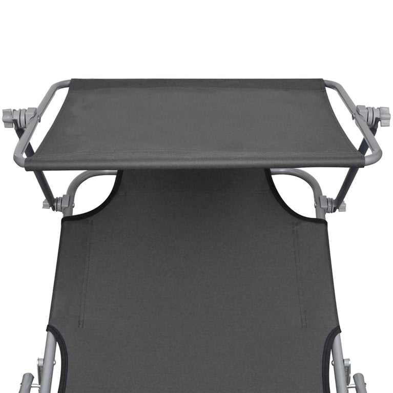 Ligbed inklapbaar met luifel aluminium grijs MeubelReus