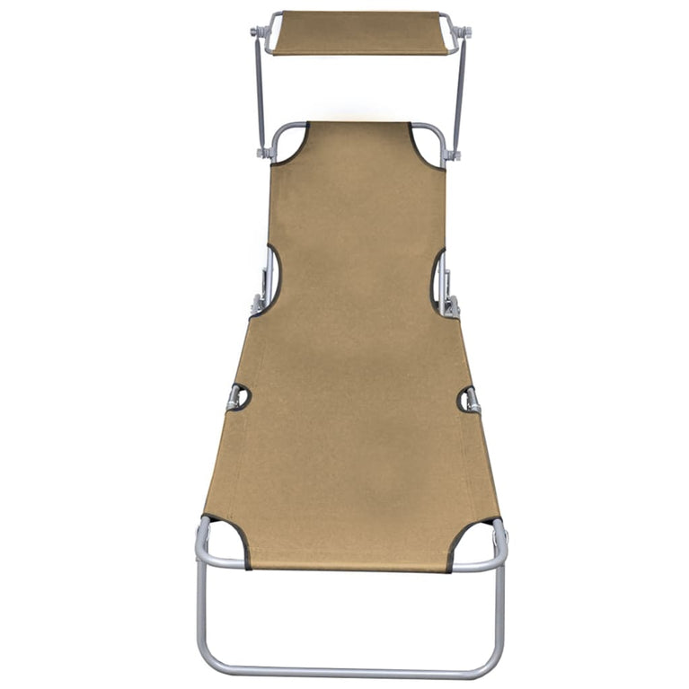 Ligbed inklapbaar met luifel aluminium taupe MeubelReus
