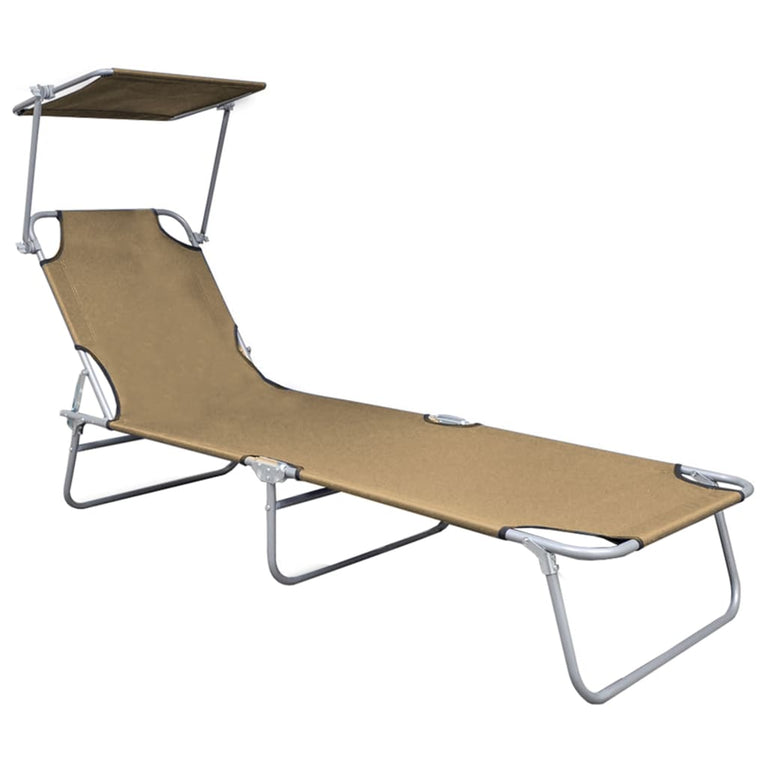 Ligbed inklapbaar met luifel aluminium taupe MeubelReus