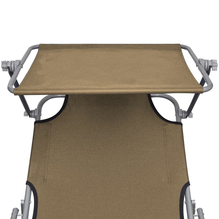 Ligbed inklapbaar met luifel aluminium taupe MeubelReus