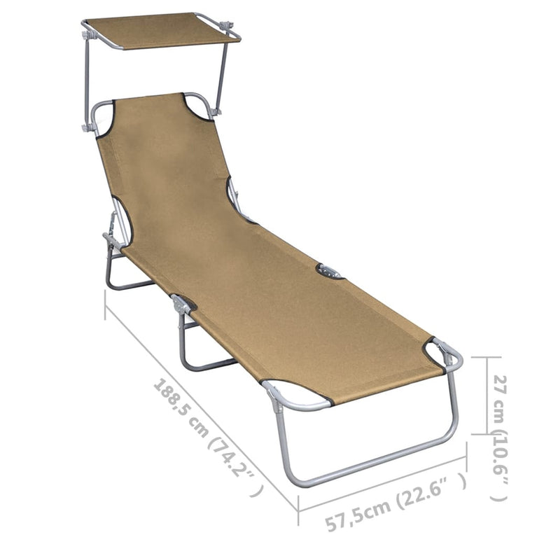 Ligbed inklapbaar met luifel aluminium taupe MeubelReus