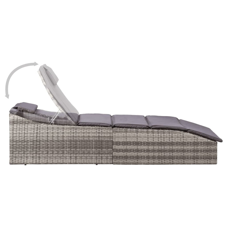 Ligbed met kussen poly rattan grijs MeubelReus