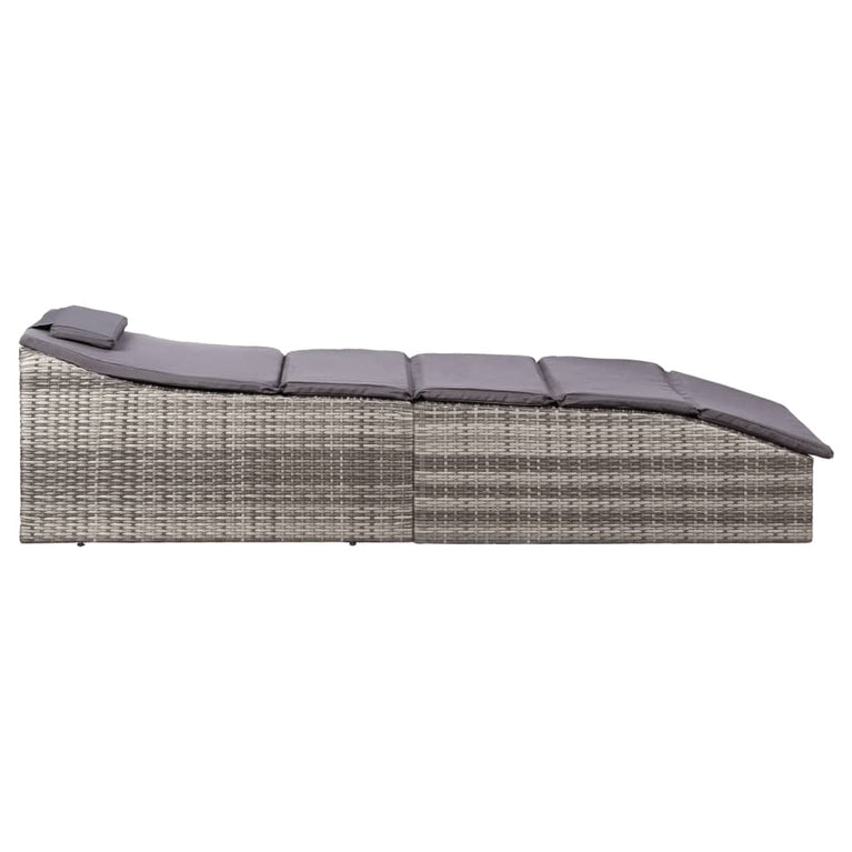 Ligbed met kussen poly rattan grijs MeubelReus