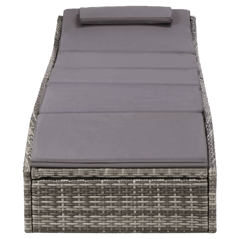 Ligbed met kussen poly rattan grijs MeubelReus