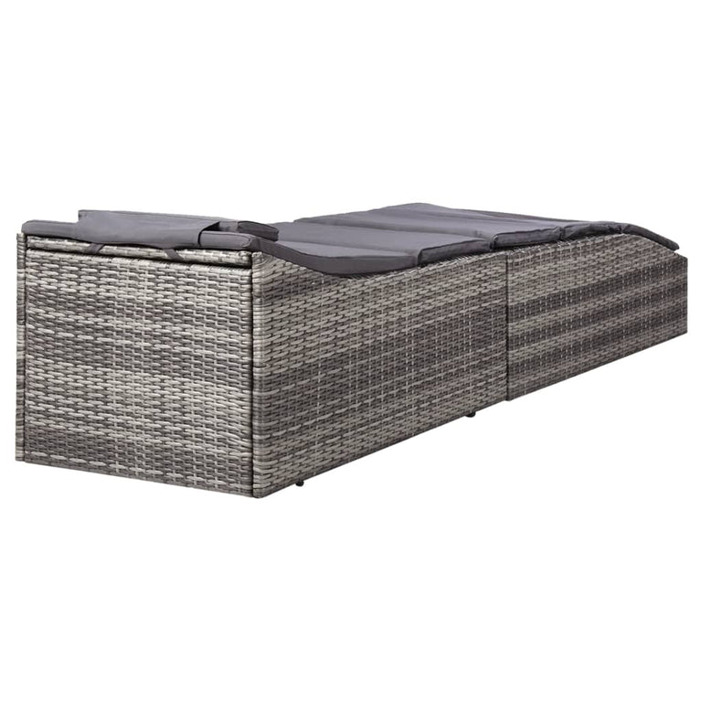 Ligbed met kussen poly rattan grijs MeubelReus