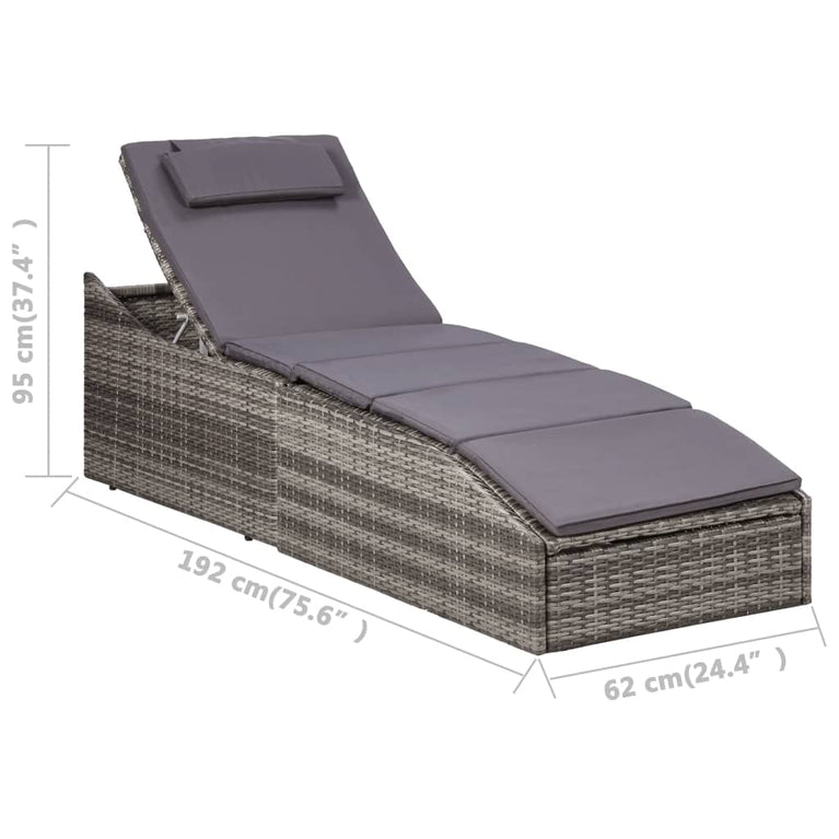 Ligbed met kussen poly rattan grijs MeubelReus