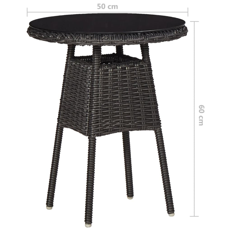 3-delige Bistroset met kussens poly rattan zwart MeubelReus