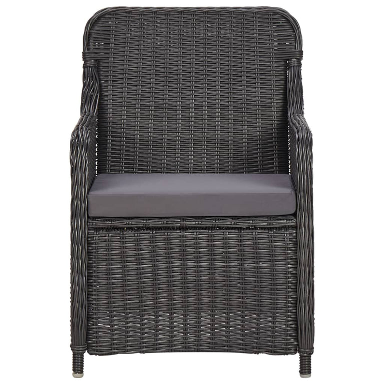3-delige Bistroset met kussens poly rattan zwart MeubelReus
