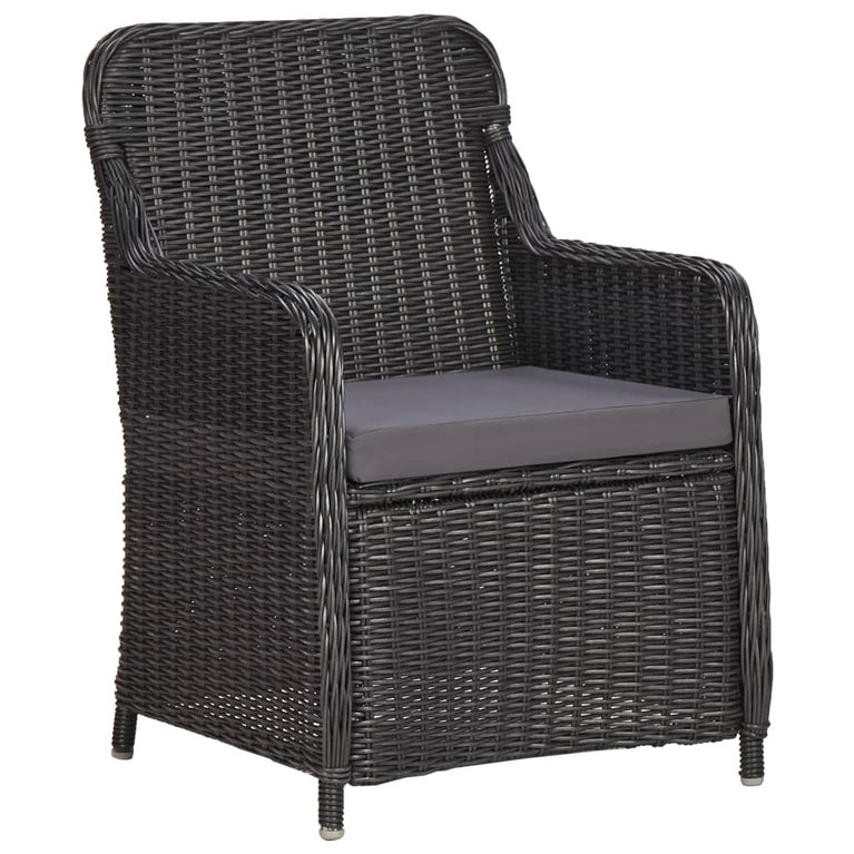 3-delige Bistroset met kussens poly rattan zwart MeubelReus