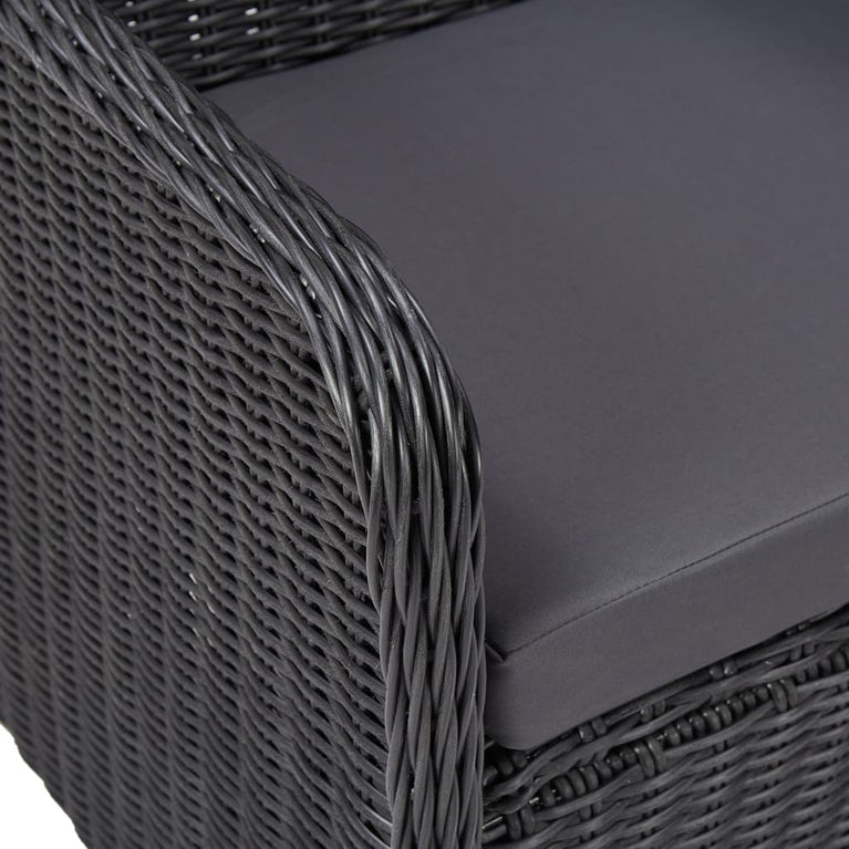 3-delige Bistroset met kussens poly rattan zwart MeubelReus