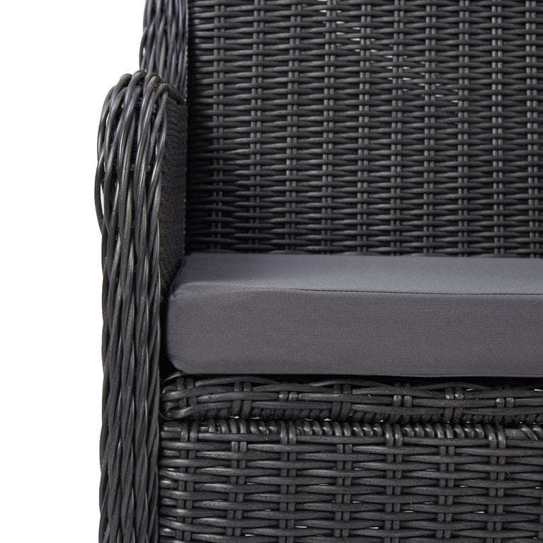 3-delige Bistroset met kussens poly rattan zwart MeubelReus