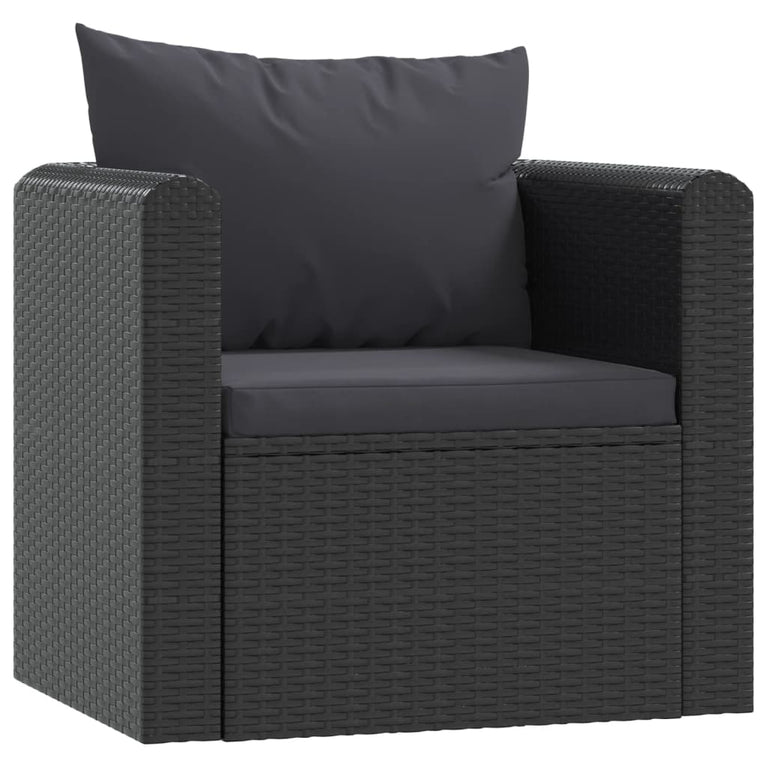 7-delige Loungeset met kussens poly rattan zwart MeubelReus