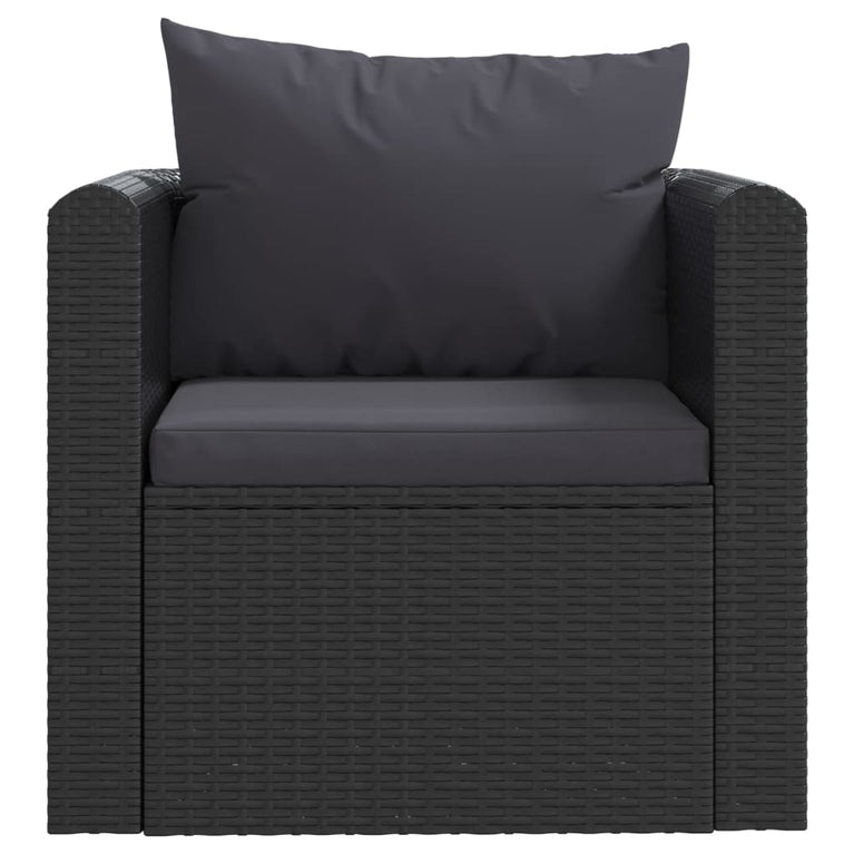 7-delige Loungeset met kussens poly rattan zwart MeubelReus