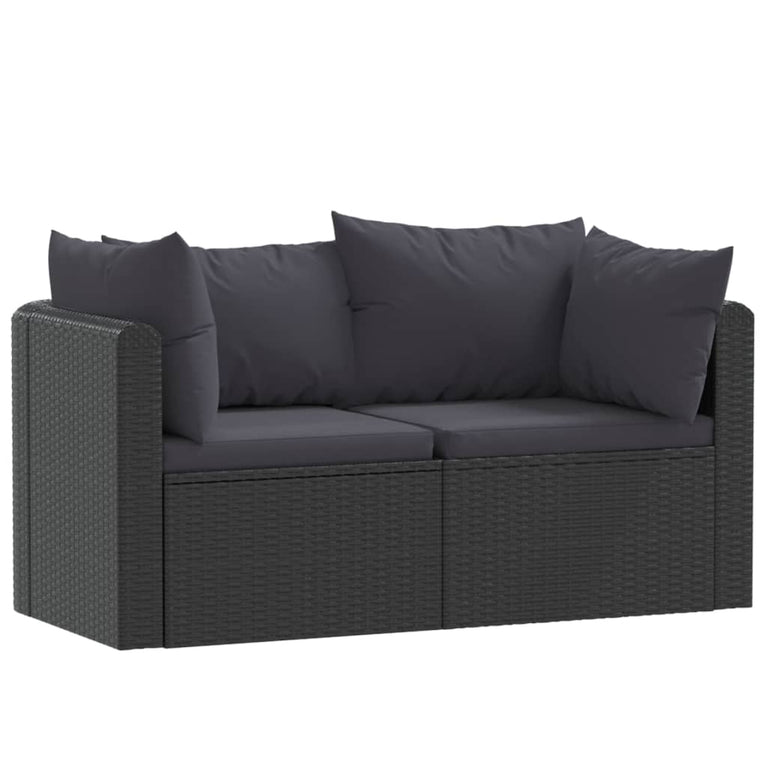 2-delige Loungeset met kussens poly rattan zwart MeubelReus