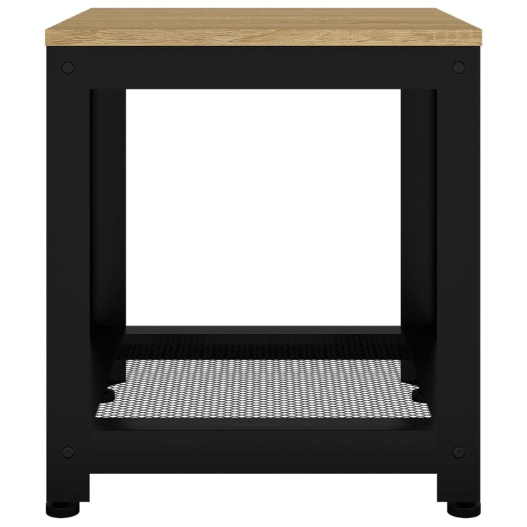 Bijzettafel 40x40x45 cm MDF en ijzer lichtbruin en zwart MeubelReus