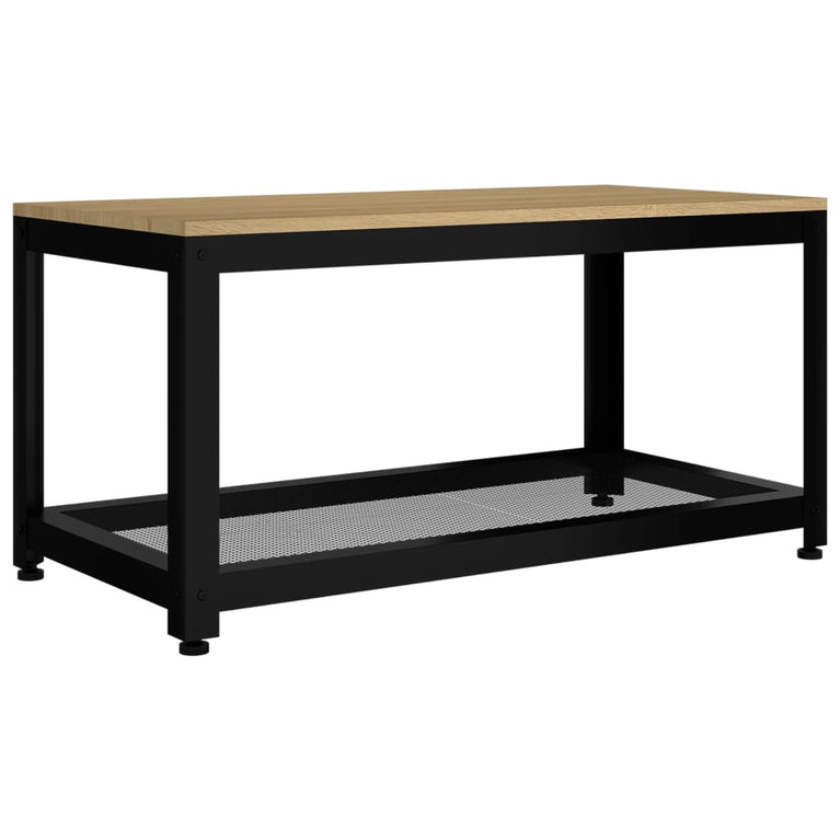 Salontafel 90x45x45 cm MDF en ijzer lichtbruin en zwart MeubelReus