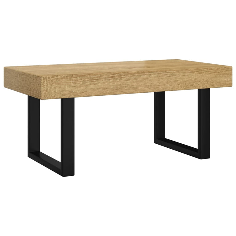 Salontafel 90x45x40 cm MDF en ijzer lichtbruin en zwart MeubelReus