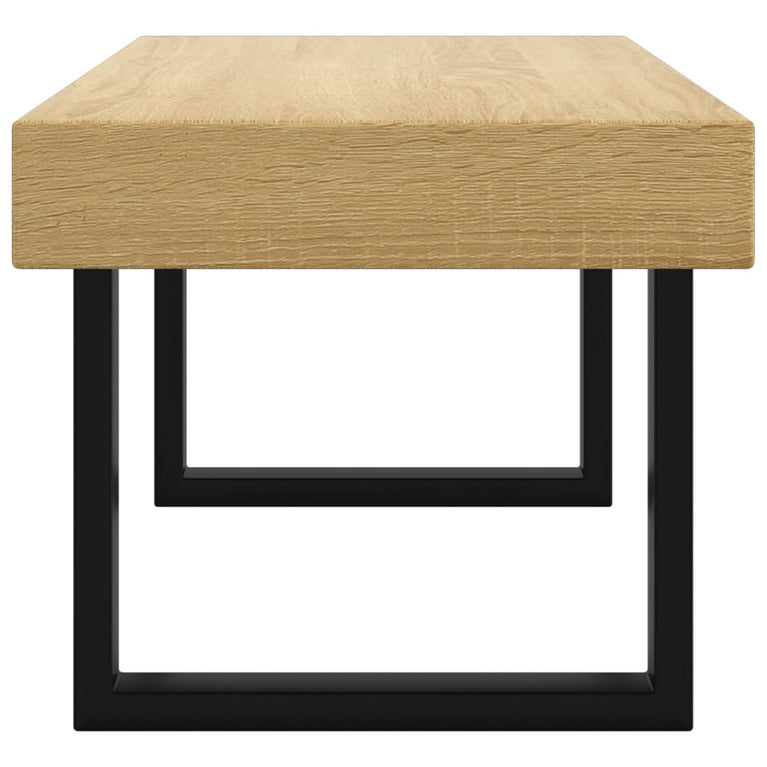 Salontafel 90x45x40 cm MDF en ijzer lichtbruin en zwart MeubelReus